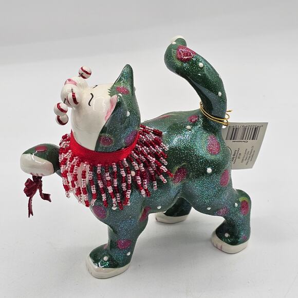 Whimsiclay Holly Berry Cat Sculpture-Handmade Figurine Christmas Winter Decor - Picture 3 of 5